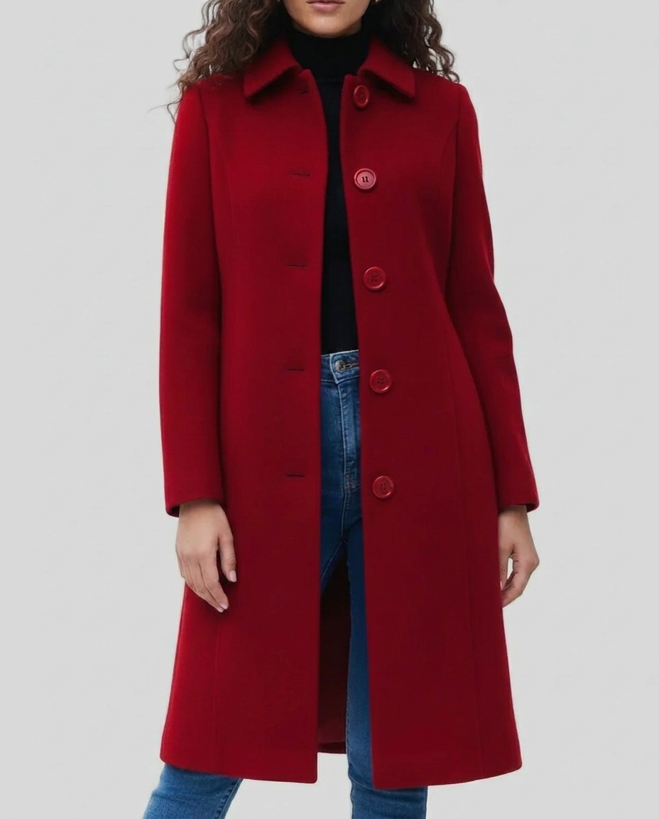 Lange trenchcoat dames met kraag, knopen en riem 3
