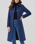 Lange trenchcoat dames met kraag, knopen en riem 6