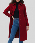 Lange trenchcoat dames met kraag, knopen en riem 7