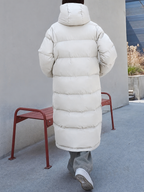 Lange winterjas dames maxi gewatteerd met capuchon 5