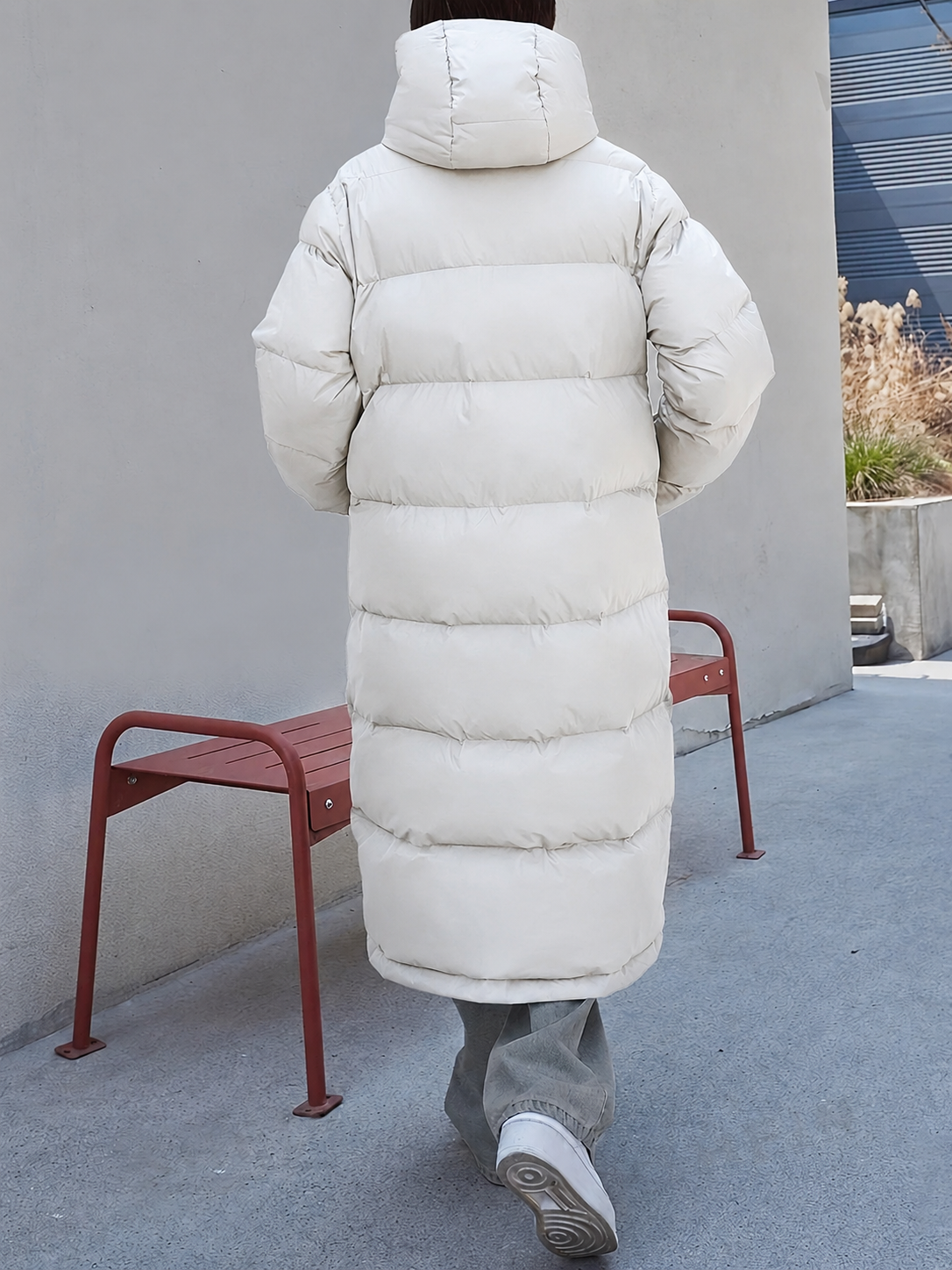 Lange winterjas dames maxi gewatteerd met capuchon 5