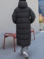 Lange winterjas dames maxi gewatteerd met capuchon 7