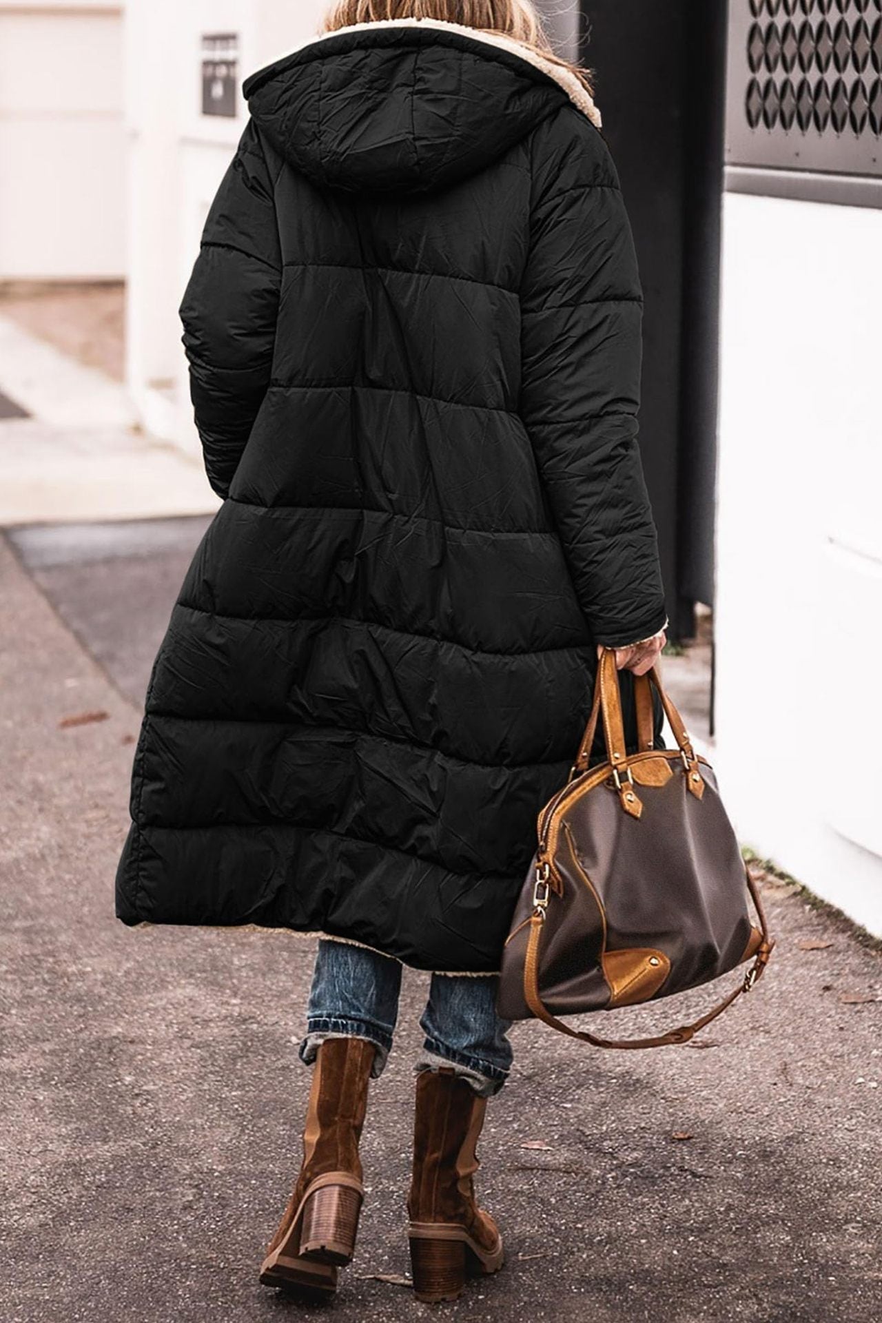 Lange winterjas dames met fleece voering en elegante lijn 8