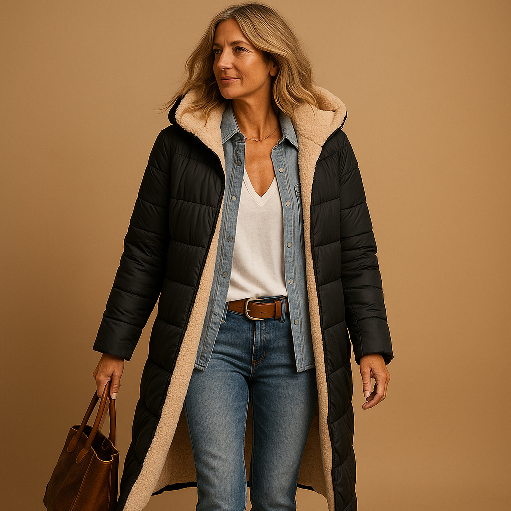 Lange winterjas dames met moderne coupe en nette uitstraling 1