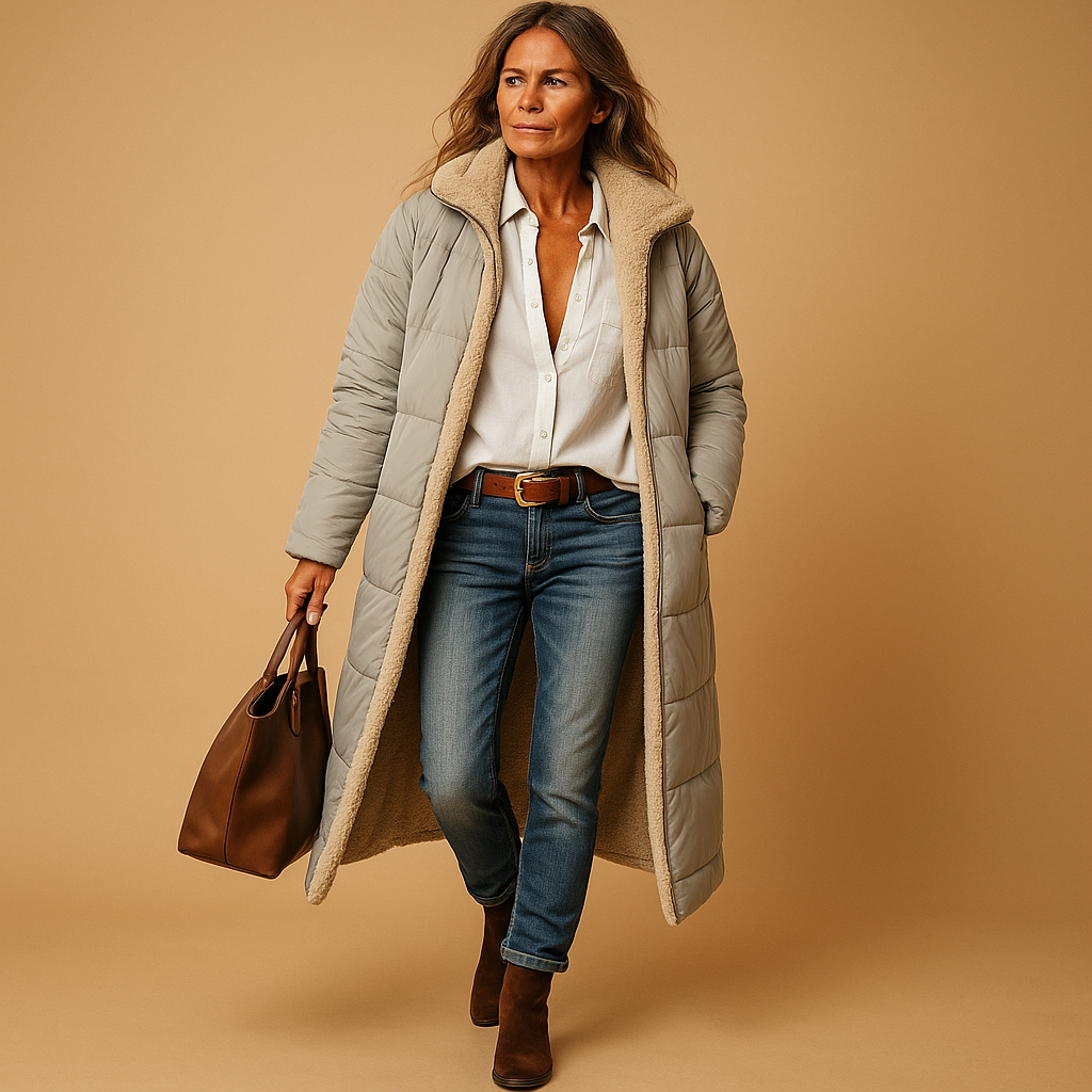 Lange winterjas dames met moderne coupe en nette uitstraling 4