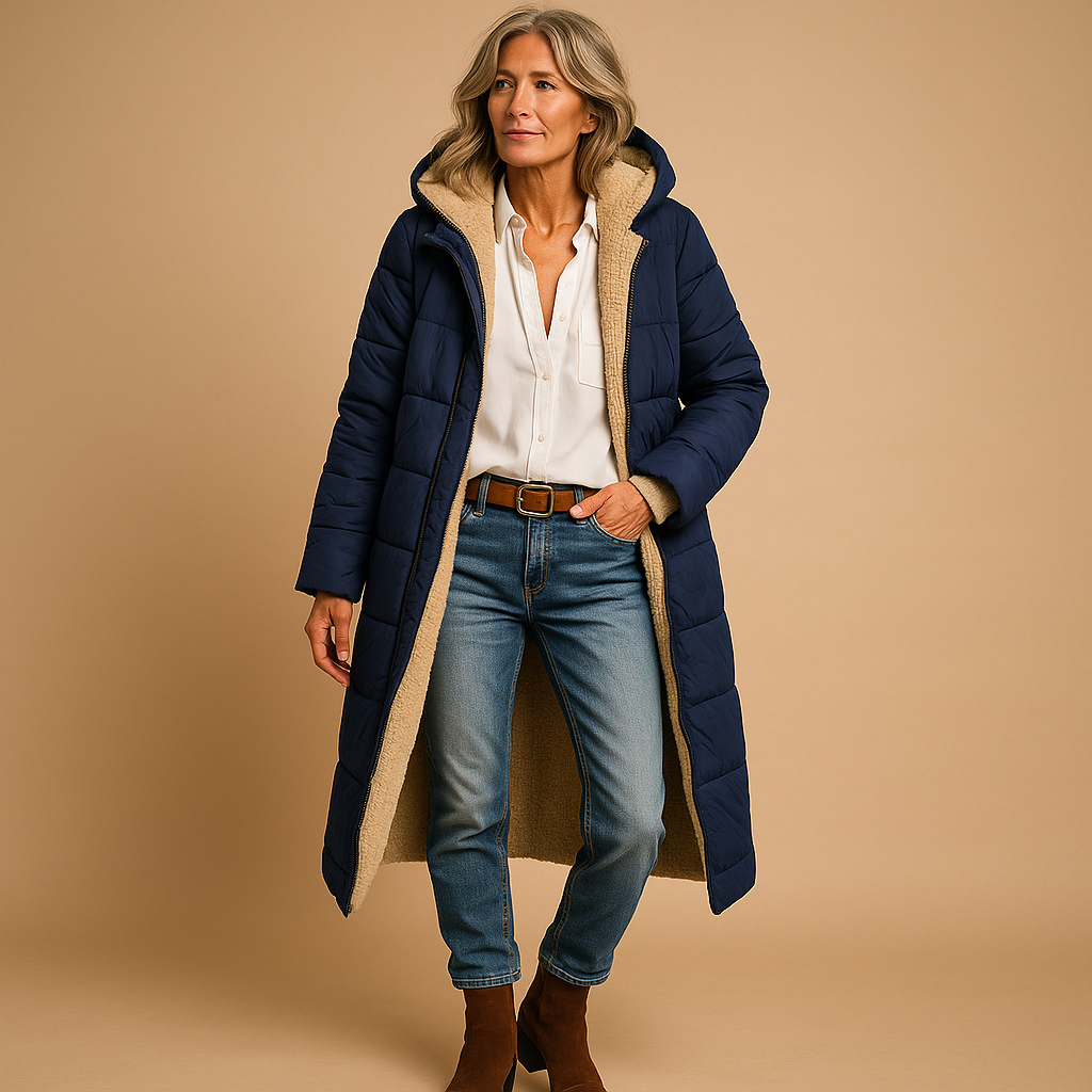 Lange winterjas dames met moderne coupe en nette uitstraling 5