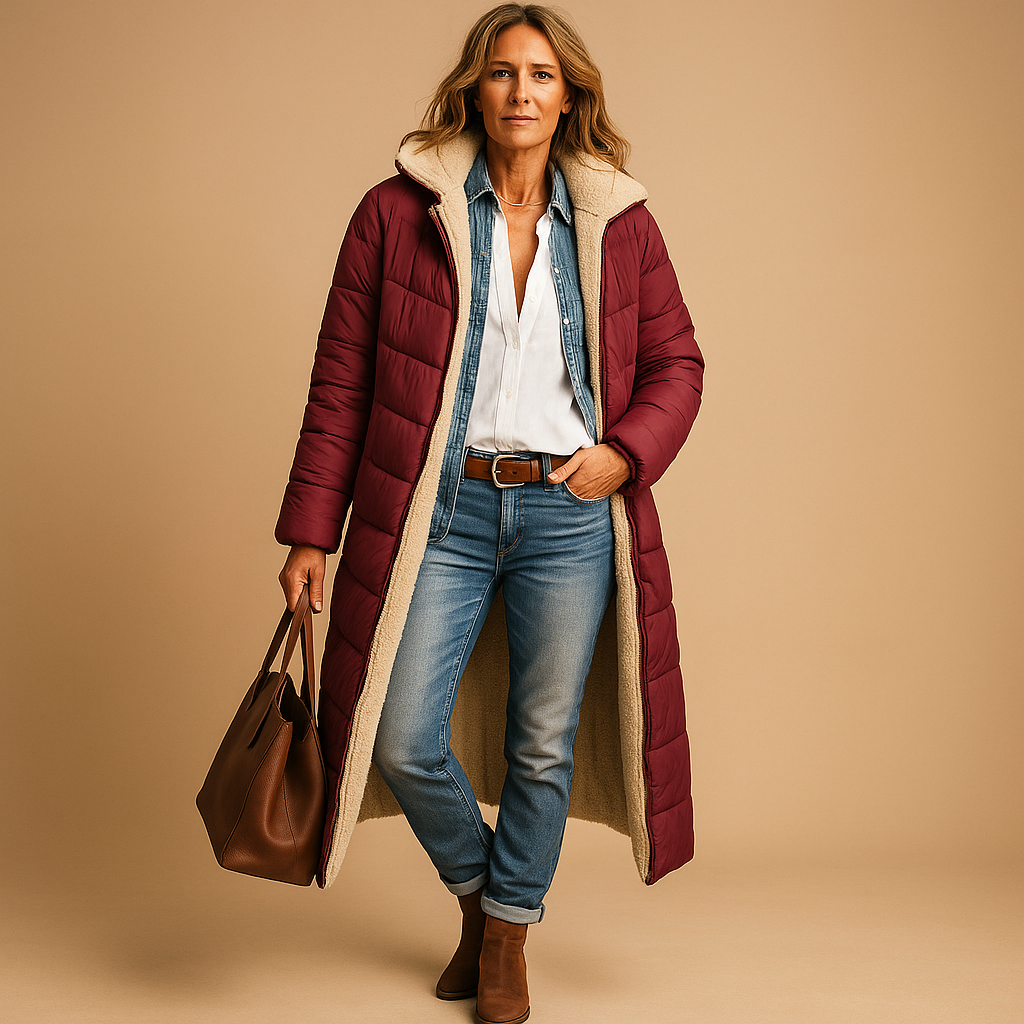 Lange winterjas dames met moderne coupe en nette uitstraling 6