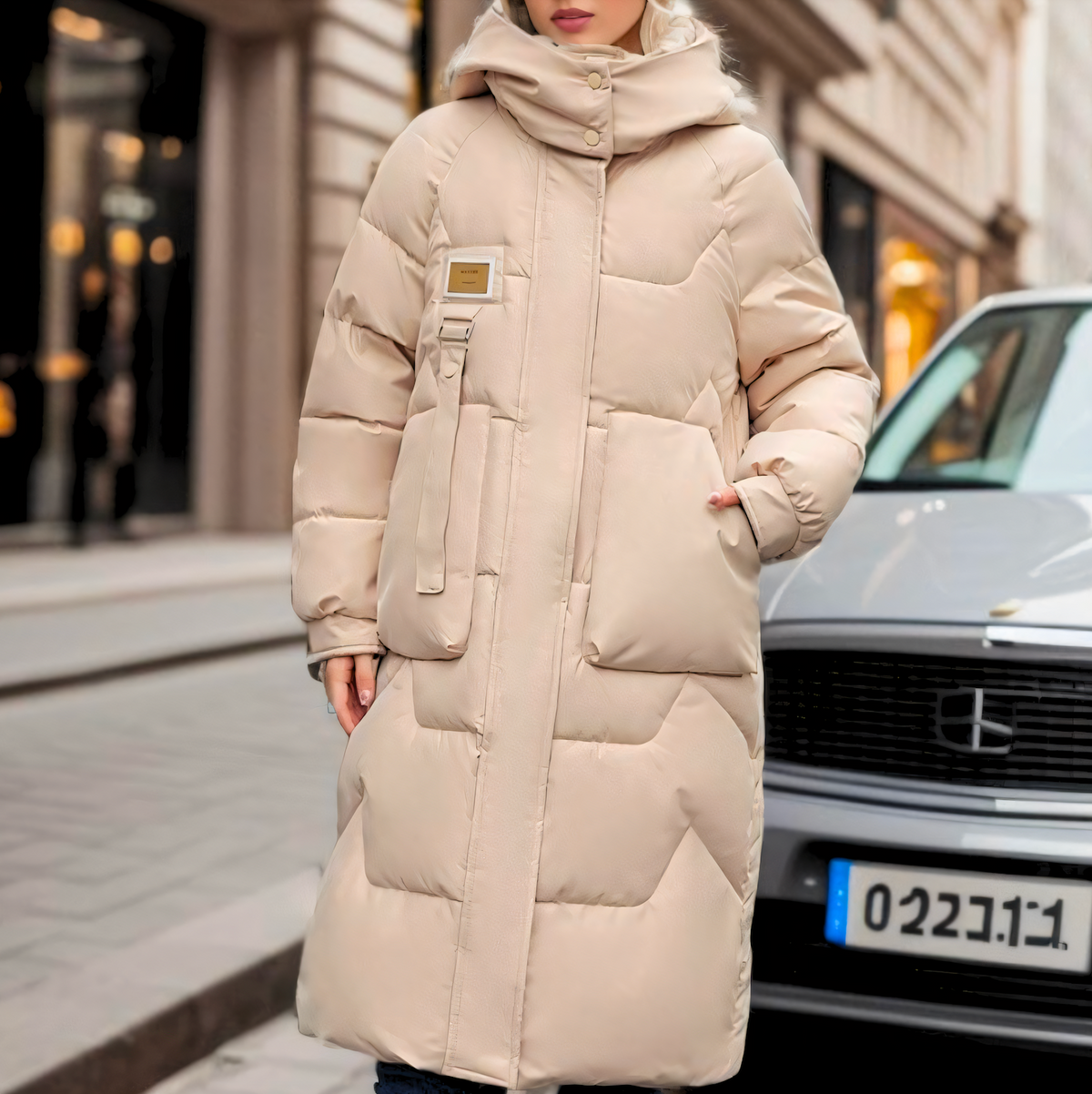 Lange winterjas dames oversized gewatteerd met capuchon 2