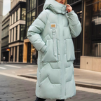 Lange winterjas dames oversized gewatteerd met capuchon 3