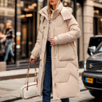 Lange winterjas dames oversized gewatteerd met capuchon 6
