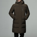 Lange winterjas heren gewatteerd met capuchon en ritssluiting 3