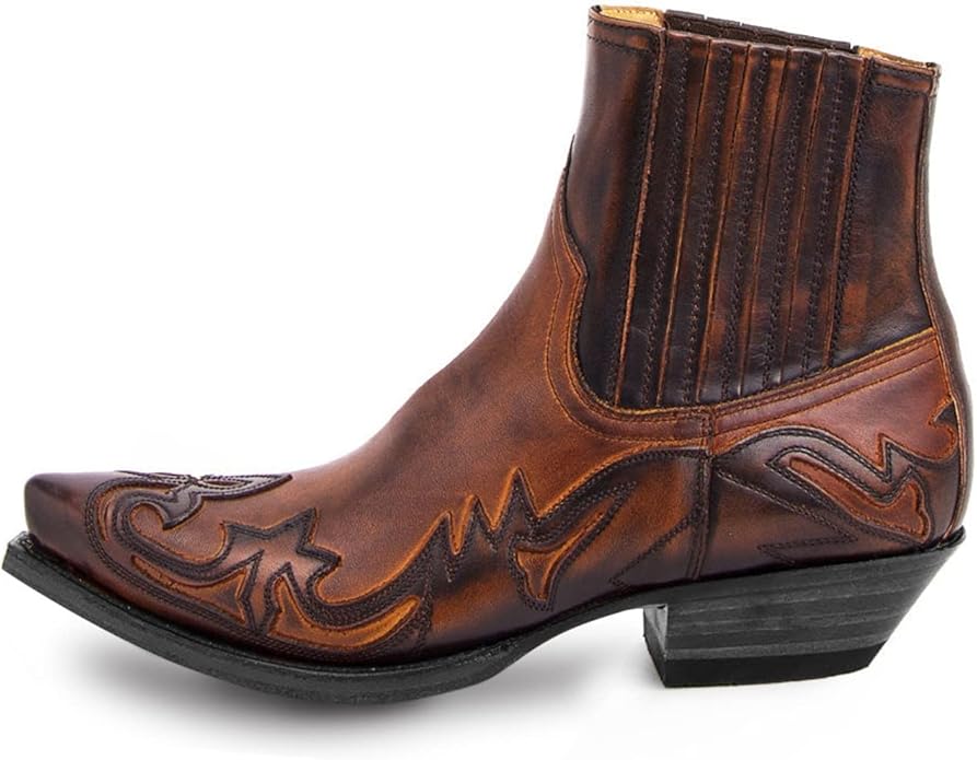 Leren cowboylaarzen dames met klassiek borduurwerk en rubberen zool 2