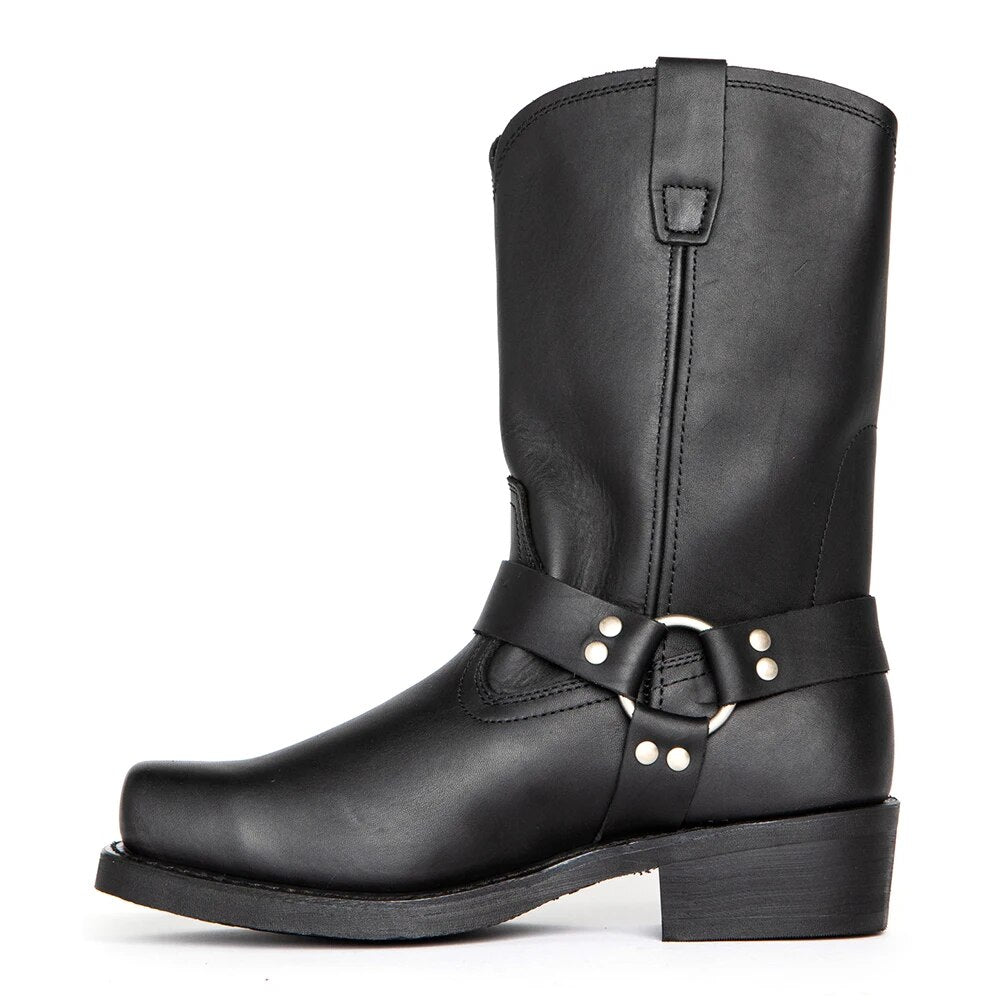 Leren cowboylaarzen heren met gesp en riemdetail 2