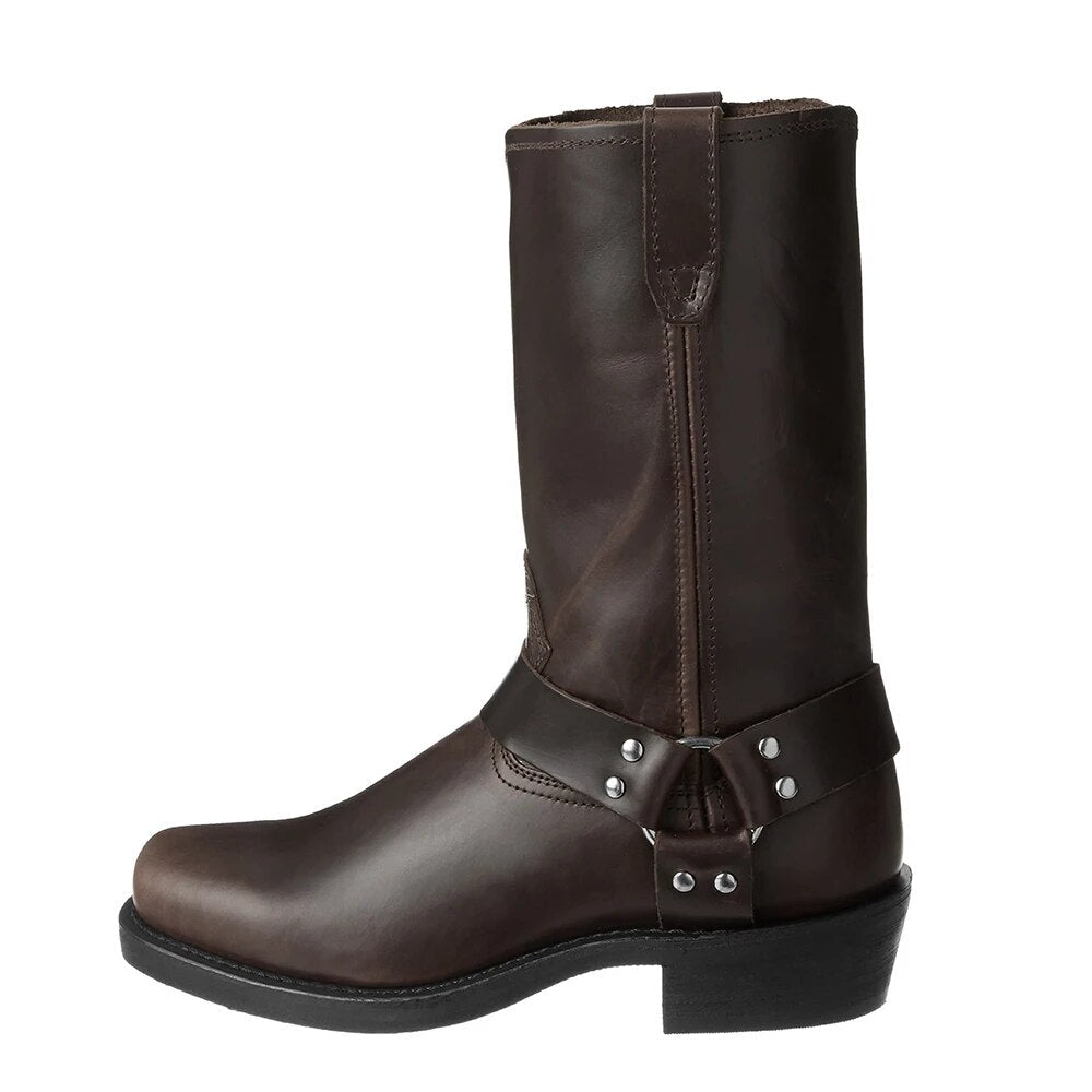 Leren cowboylaarzen heren met gesp en riemdetail 3