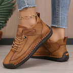 Leren sneakers dames met elastische instap, brede neus en EVA-zool 10