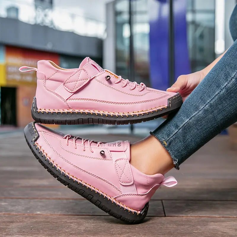 Leren sneakers dames met elastische instap, brede neus en EVA-zool 12