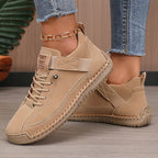 Leren sneakers dames met elastische instap, brede neus en EVA-zool 3