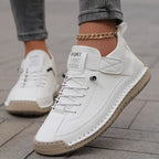 Leren sneakers dames met elastische instap, brede neus en EVA-zool 5