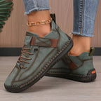 Leren sneakers dames met elastische instap, brede neus en EVA-zool 6