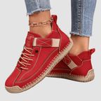 Leren sneakers dames met elastische instap, brede neus en EVA-zool 8