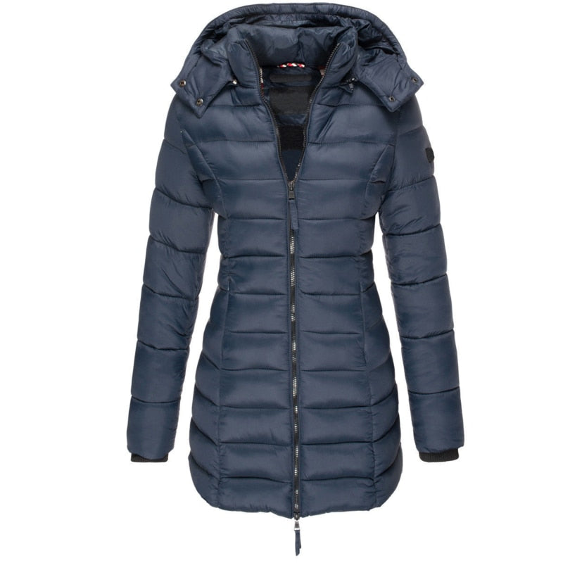 Lichtgewicht donsjas dames met capuchon en rits voor de winter 1