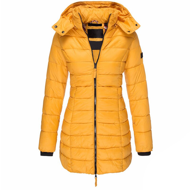 Lichtgewicht donsjas dames met capuchon en rits voor de winter 2