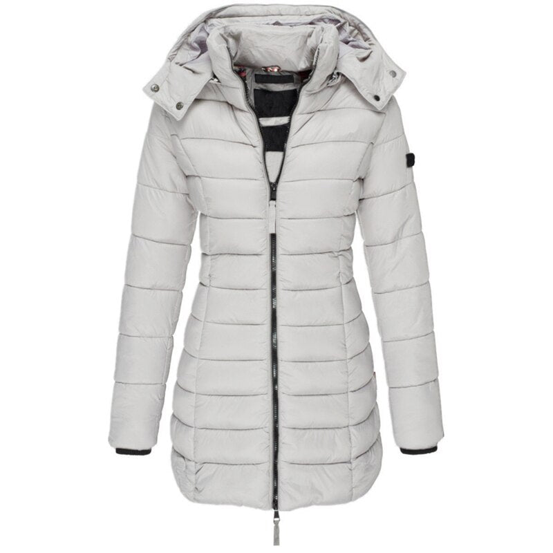 Lichtgewicht donsjas dames met capuchon en rits voor de winter 7