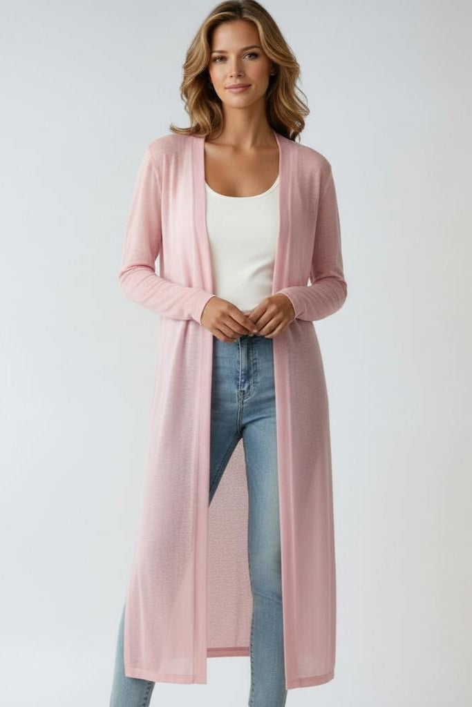 Lichtgewicht lange cardigan dames, fijngebreid en met open voorkant 4