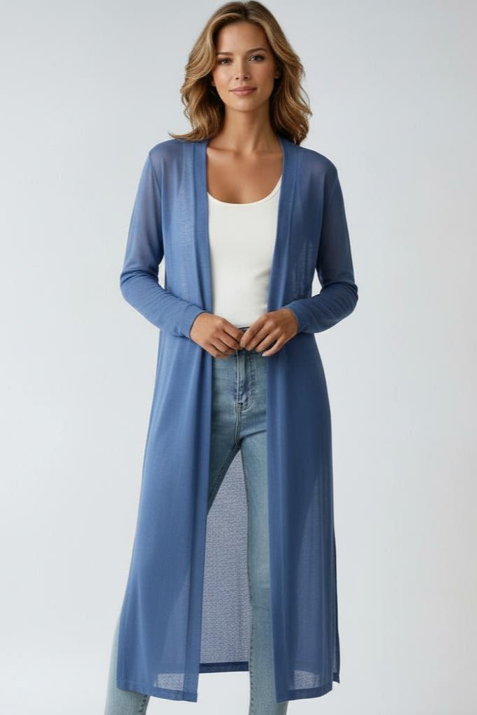 Lichtgewicht lange cardigan dames, fijngebreid en met open voorkant 6