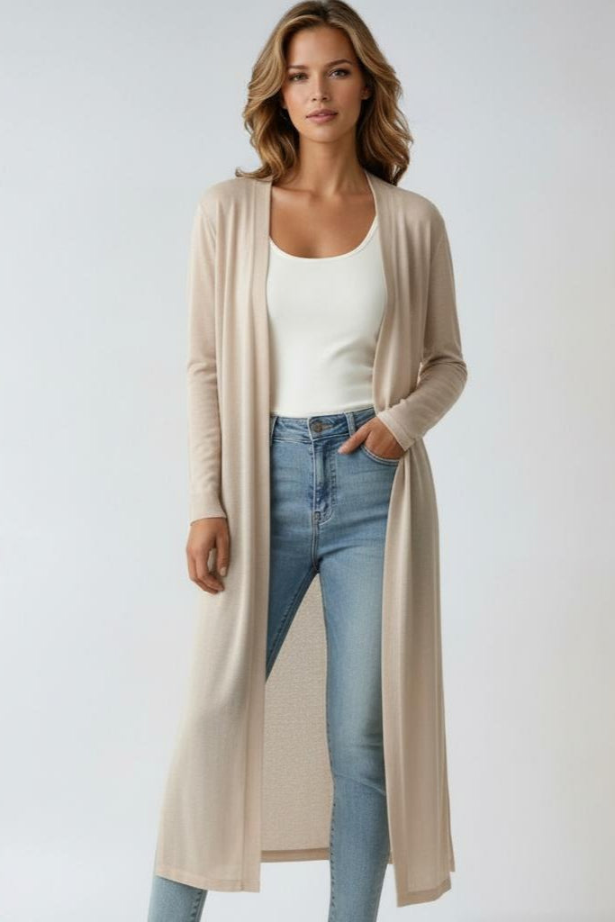 Lichtgewicht lange cardigan dames, fijngebreid en met open voorkant 9