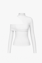 Longsleeve dames met col, cut-out schouder en getailleerde pasvorm 1