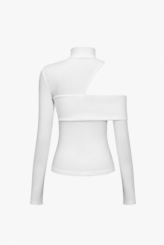Longsleeve dames met col, cut-out schouder en getailleerde pasvorm 3
