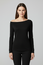 Longsleeve dames met off-shoulder hals en lange mouwen 1