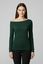 Longsleeve dames met off-shoulder hals en lange mouwen 3