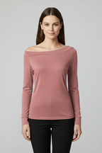 Longsleeve dames met off-shoulder hals en lange mouwen 4