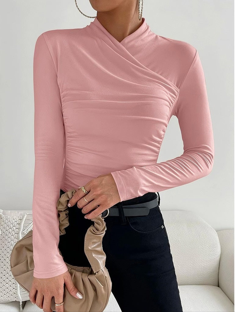 Longsleeve dames met overslaghals, slanke pasvorm en stretch 5
