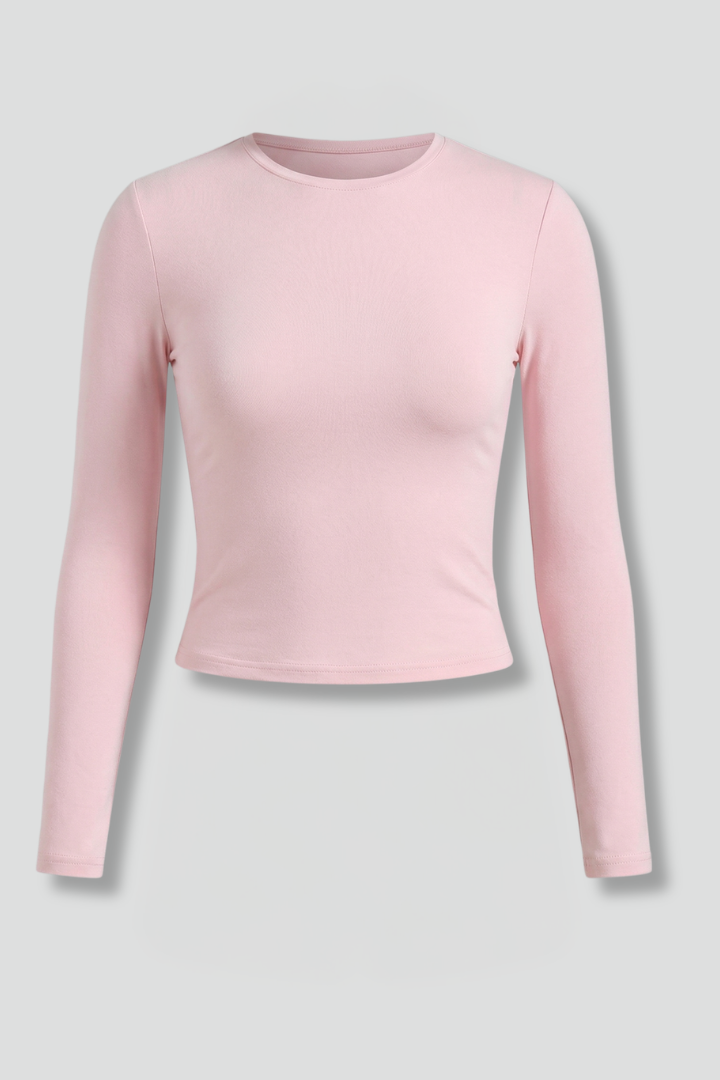 Longsleeve dames met ronde hals en rechte zoom 5