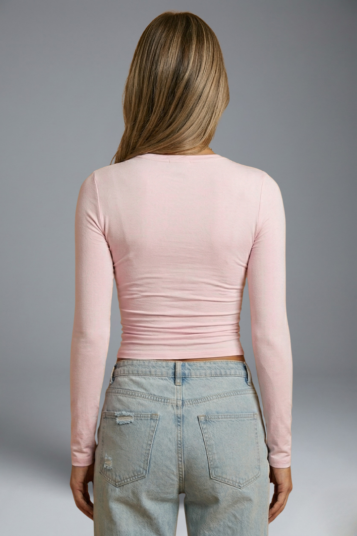 Longsleeve dames met ronde hals en rechte zoom 8
