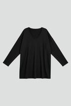 Longsleeve dames met V-hals, losse pasvorm en verlengde zoom 12