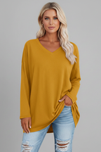 Longsleeve dames met V-hals, losse pasvorm en verlengde zoom 4