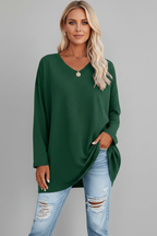 Longsleeve dames met V-hals, losse pasvorm en verlengde zoom 5