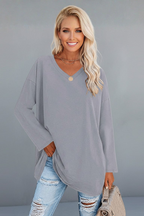 Longsleeve dames met V-hals, losse pasvorm en verlengde zoom 6