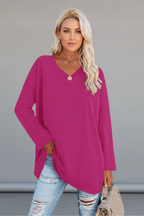 Longsleeve dames met V-hals, losse pasvorm en verlengde zoom 7