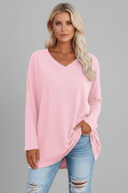 Longsleeve dames met V-hals, losse pasvorm en verlengde zoom 9