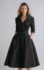 Nora - Midi jurk met stijlvolle kraag dames