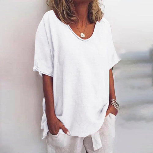 Caterina - Klassieke blouse met losse pasvorm en korte mouwen dames