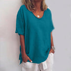 Caterina - Klassieke blouse met losse pasvorm en korte mouwen dames