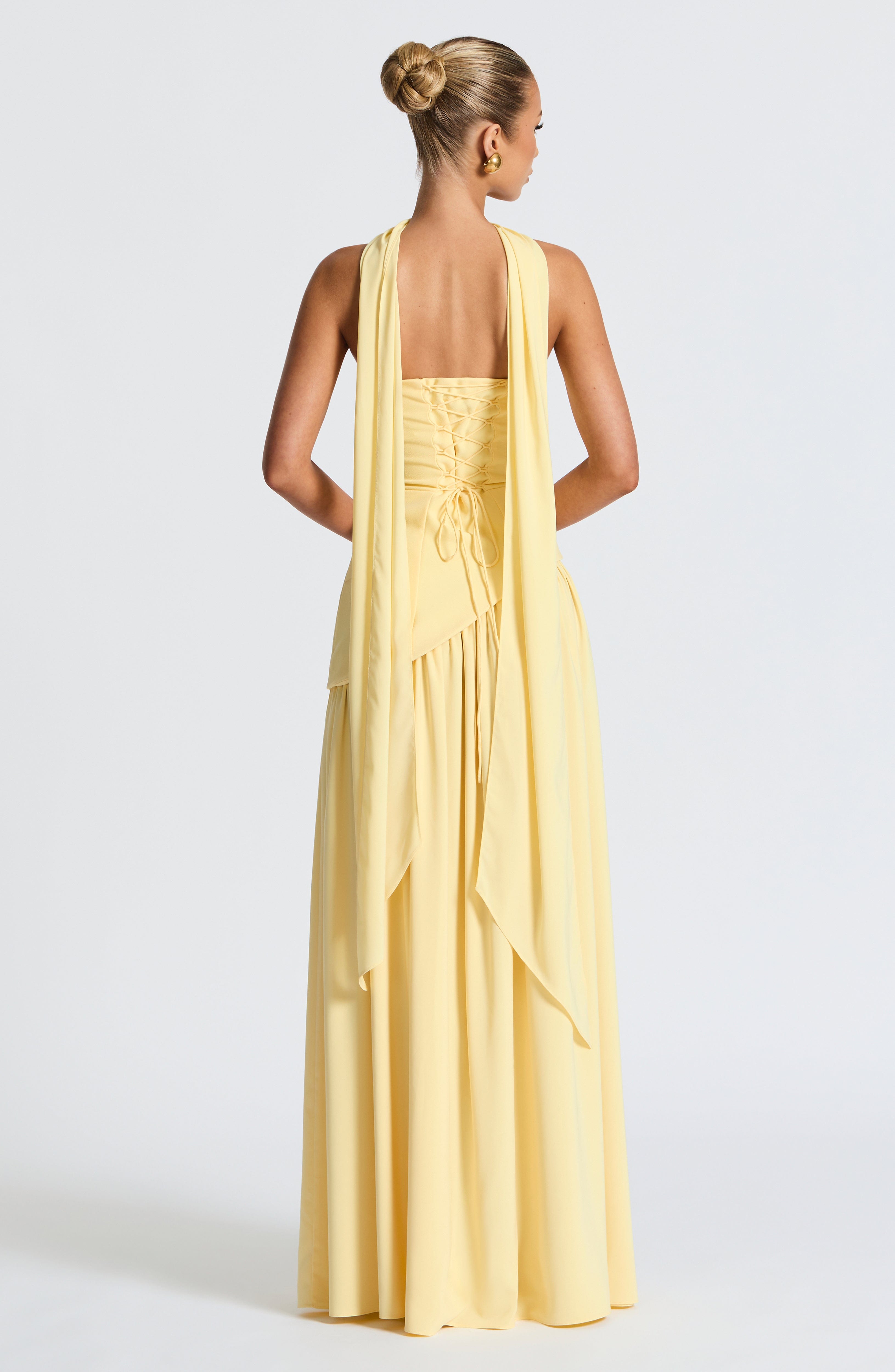 Sopheline - Strapless maxi jurk met hoge split en asymmetrische taille dames