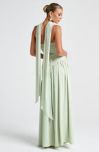 Sopheline - Strapless maxi jurk met hoge split en asymmetrische taille dames
