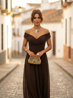 Sidonie - Lange zomerjurk met V-hals en rimpeleffect dames